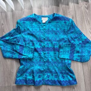 Adrianna Papell Turquoise and Purple Silk Garment